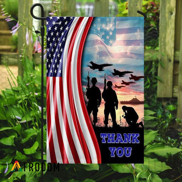 American Flag Soldiers Patriotic USA Thank You Veterans Flag