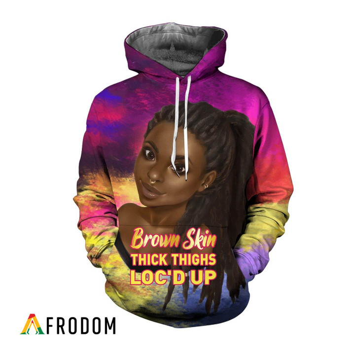 Brown Skin Thick Thighs Loc'd Up AOP T-Shirt & Hoodie