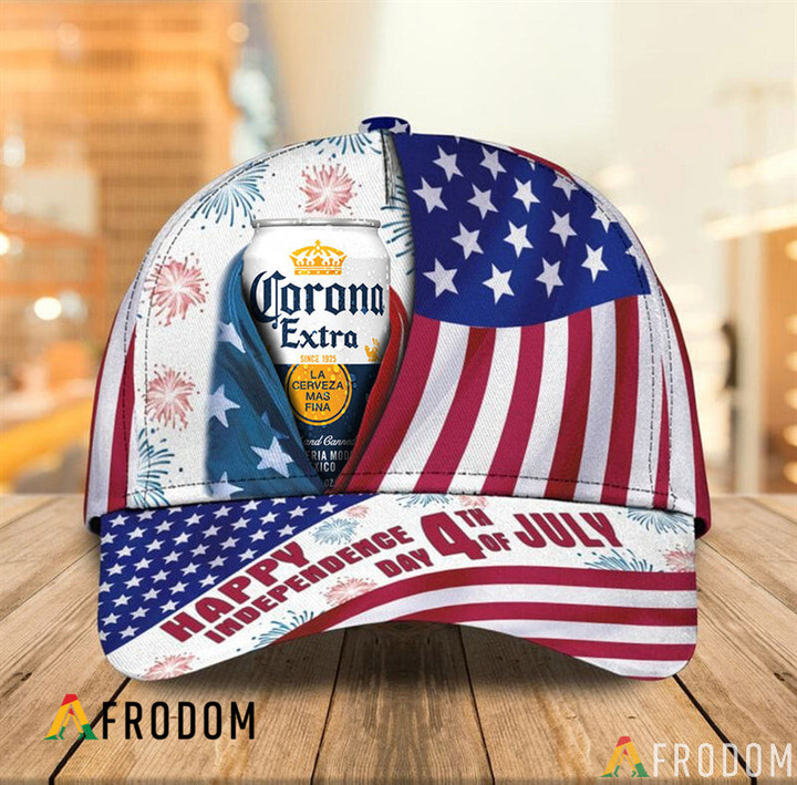 Happy Independence USA Flag Corona Extra Cap