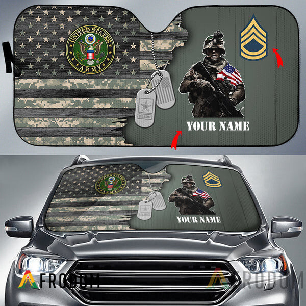 Personalized American Flag United States Army Car Sunshade