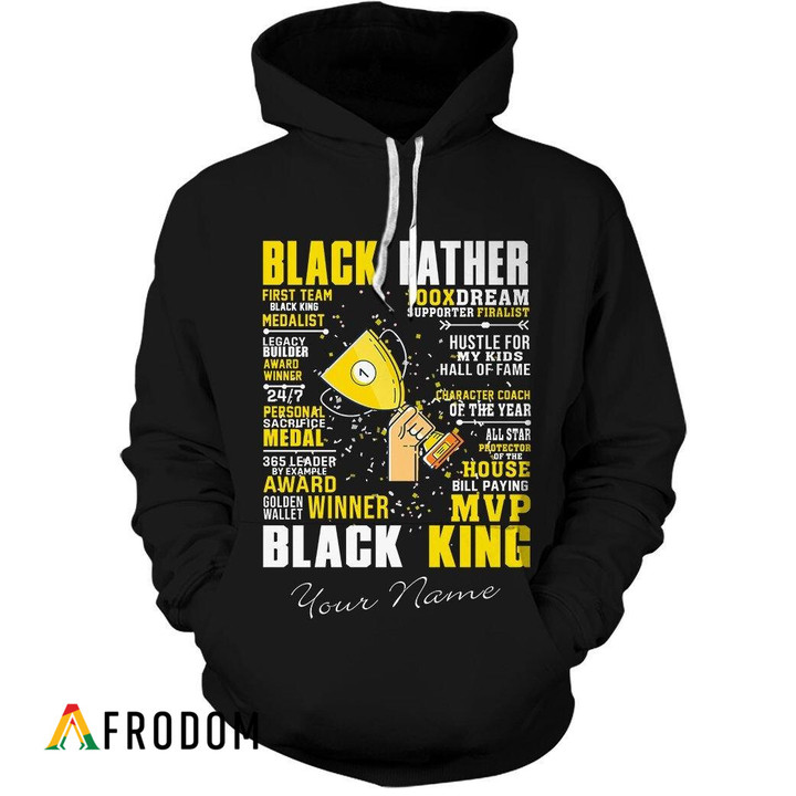 Personalized Black Father - Black King Hoodie