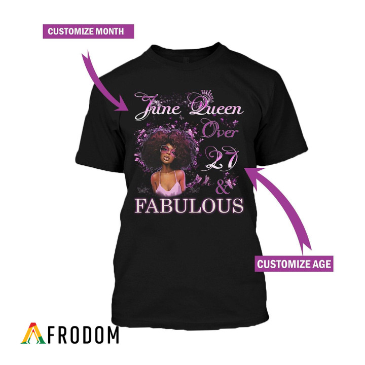 Personalized Black Queen Fabulous T-shirt