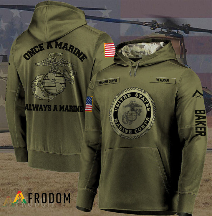 Personalized Once A Marine Always A Marine Hoodie