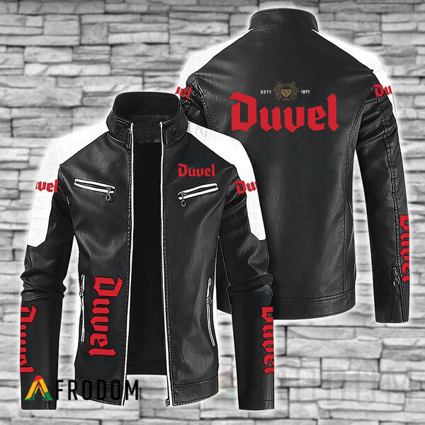 Premium Black Duvel Beer Leather Jacket