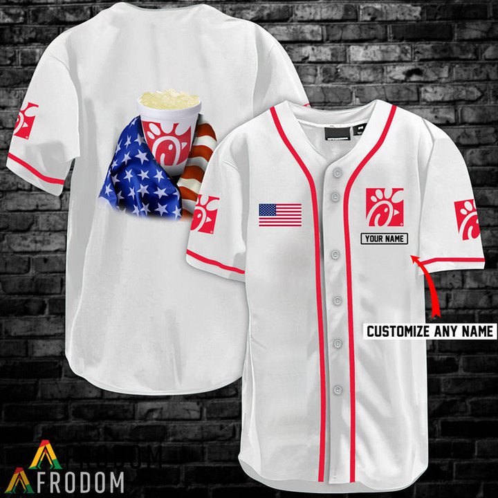 Personalized Vintage White USA Flag Chick-Fil-A Jersey Shirt