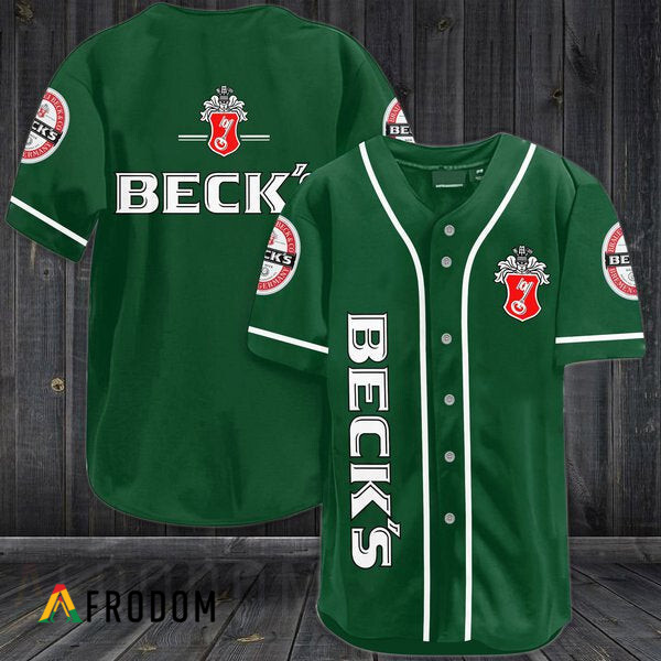 Green Beck's Beer Baseball Jersey