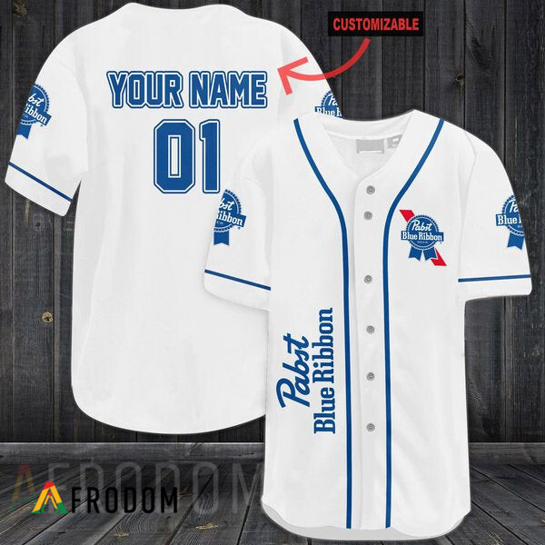 Personalized White Pabst Blue Ribbon Jersey