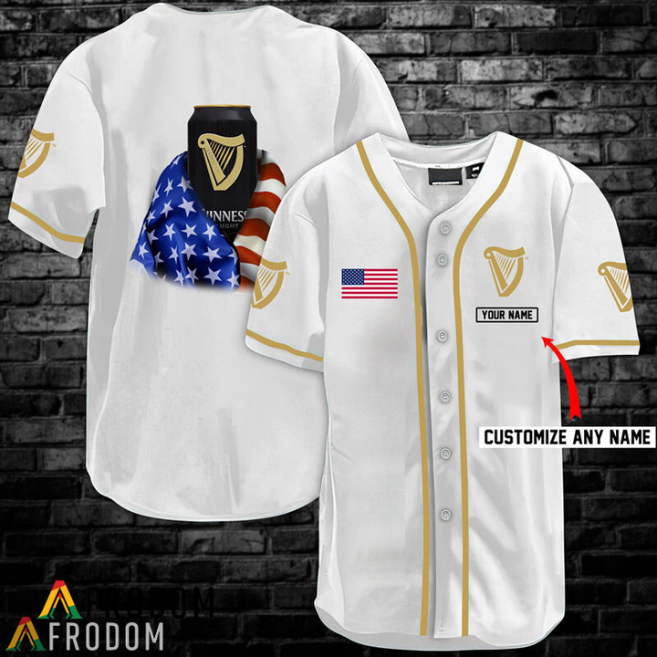 Personalized Vintage White USA Flag Guinness Jersey Shirt