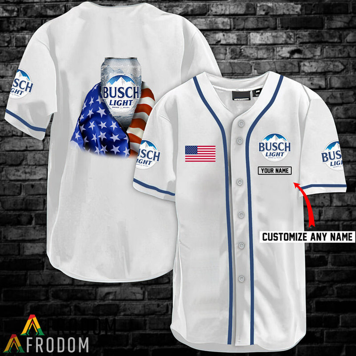 Personalized Vintage White USA Flag Busch Light Jersey Shirt