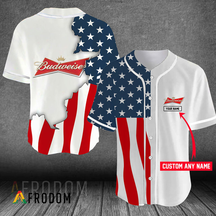Personalized US Flag Budweiser Baseball Jersey