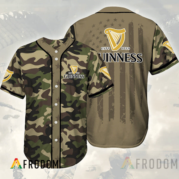 Camouflage Green Brown Guinness Beer Baseball Jersey