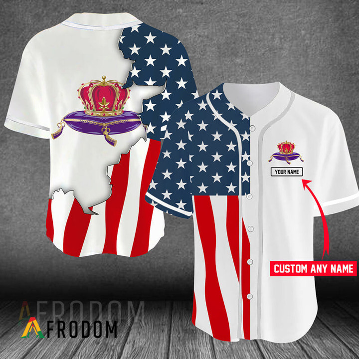 Personalized US Flag Crown Royal Baseball Jersey