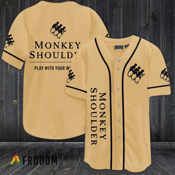 Beige Monkey Shoulder Whiskey Baseball Jersey