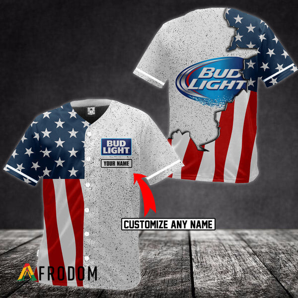 Personalized American Flag Bud Light Baseball Jersey