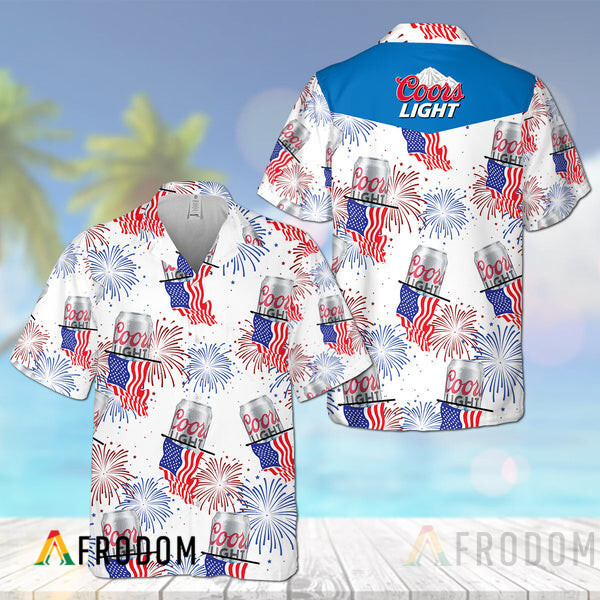 American Flag Fireworks Coors Light Hawaii Shirt