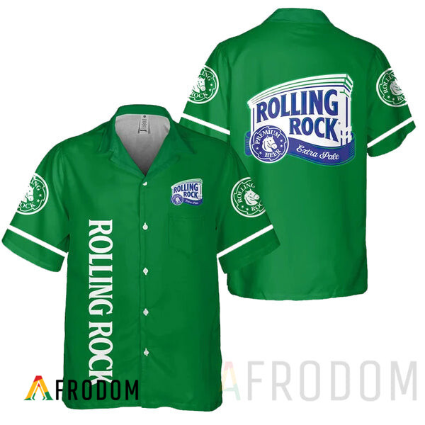 Basic Printed  Rolling Rock Beer Hawaii Shirt