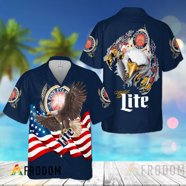 Eagle Patriotics 4th July Miller Lite Hawaii Shirt