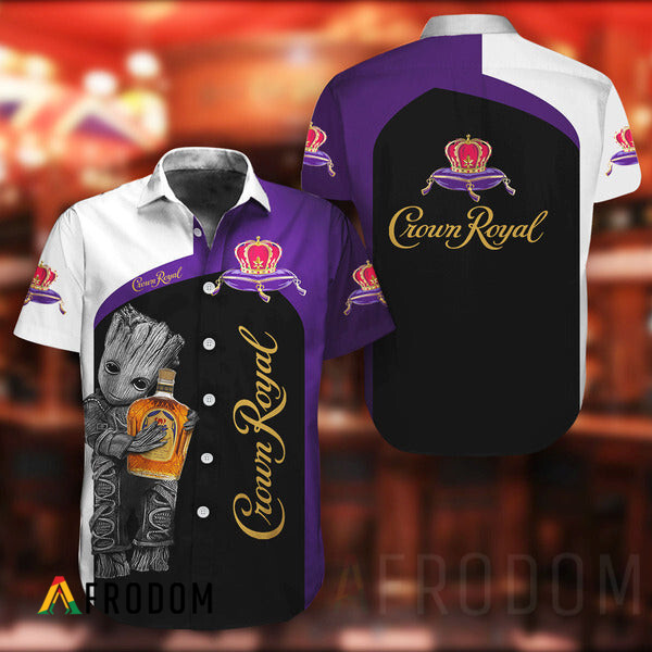 Baby Groot Crown Royal Button Shirt