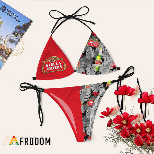 Tropical Floral Stella Artois Bikini Set Swimsuit Jumpsuit Beach