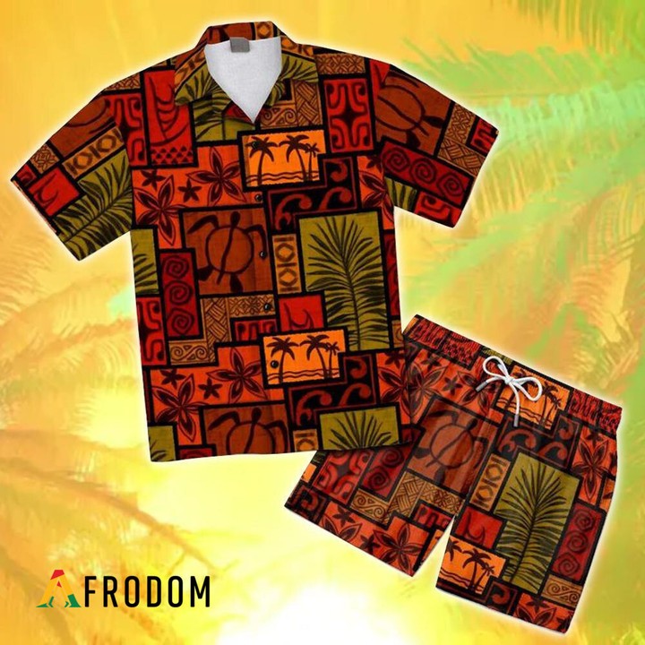 African Symbols Hawaiian Shirt And Shorts Set