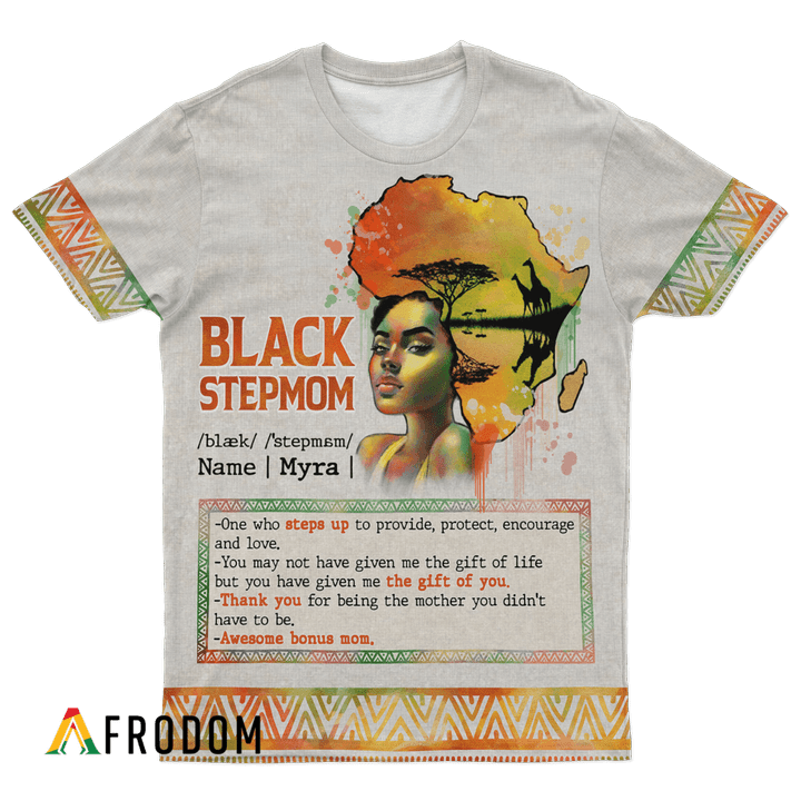 Personalized Black Stepmom AOP T-Shirt
