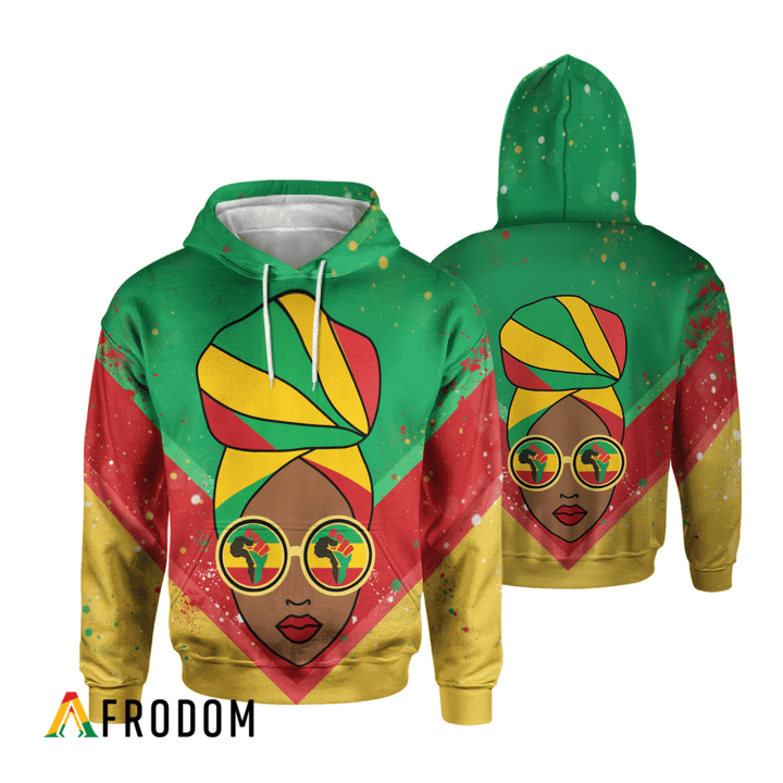 Black Girl With Glasses - Juneteenth All-Over Print Hoodie