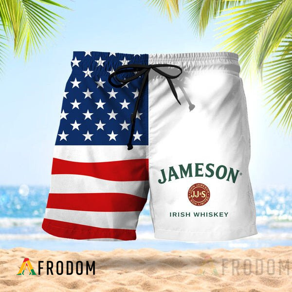 Vintage USA Flag Fourth Of July Jameson Hawaiian Shorts