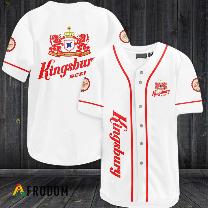 White Kingsbury Beer Baseball Jersey