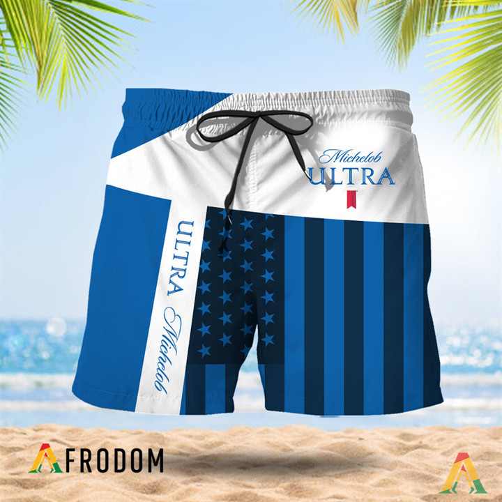 Summer American Flag Patch Michelob ULTRA Hawaiian Shorts