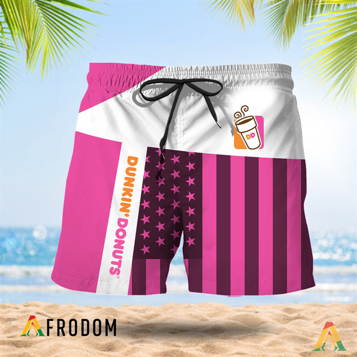 Summer American Flag Patch Dunkin Donut Hawaiian Shorts