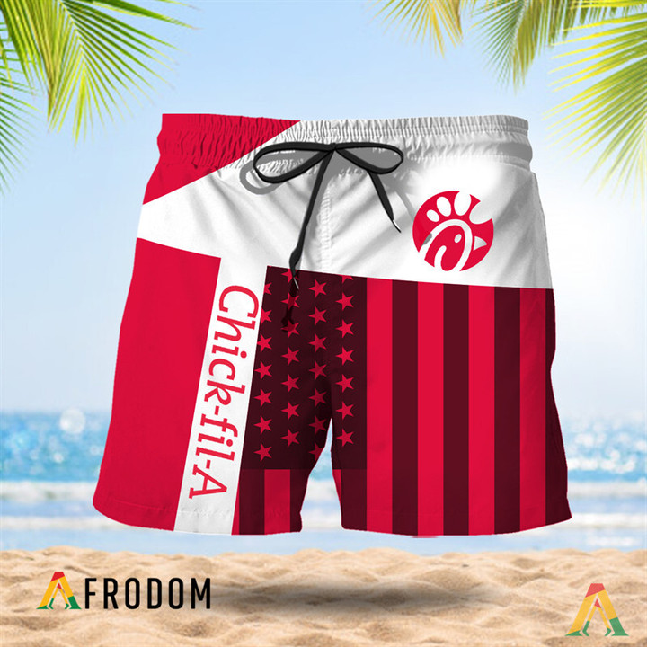 Summer American Flag Patch Chick-fil-A Hawaiian Shorts