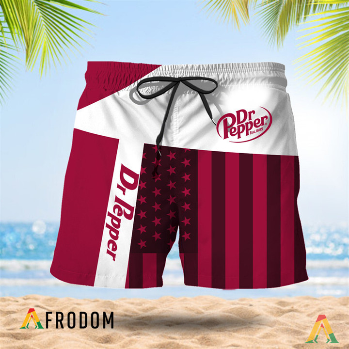 Summer American Flag Patch Dr Pepper Hawaiian Shorts