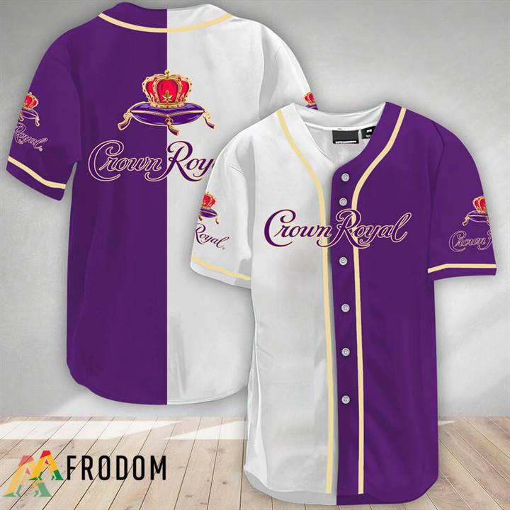White And Purple Split Crown Royal Baseball Jersey