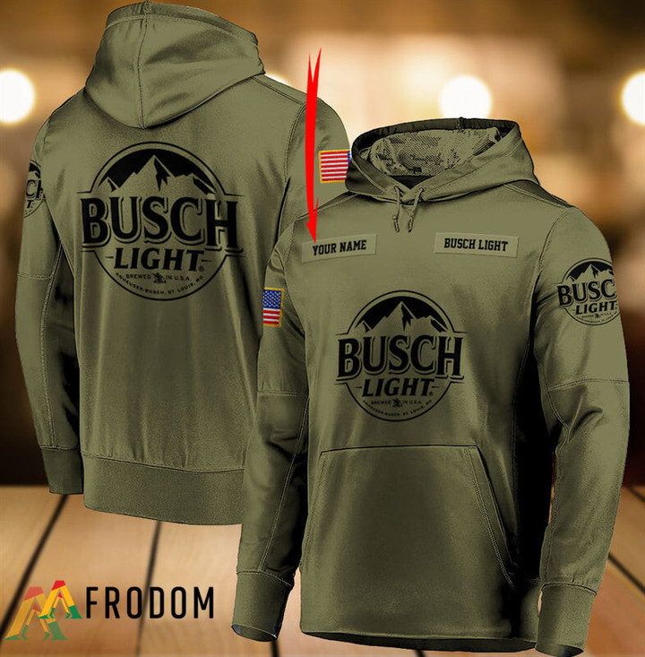 Personalized Military Green Busch Light Hoodie & Zip Hoodie