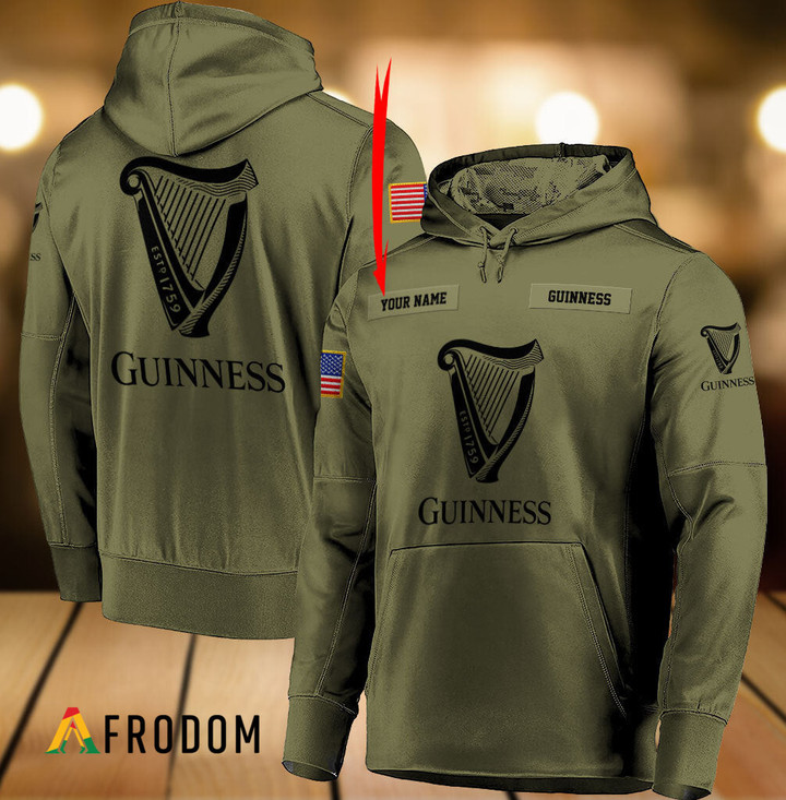 Personalized Military Green Guinness Beer Hoodie & Zip Hoodie