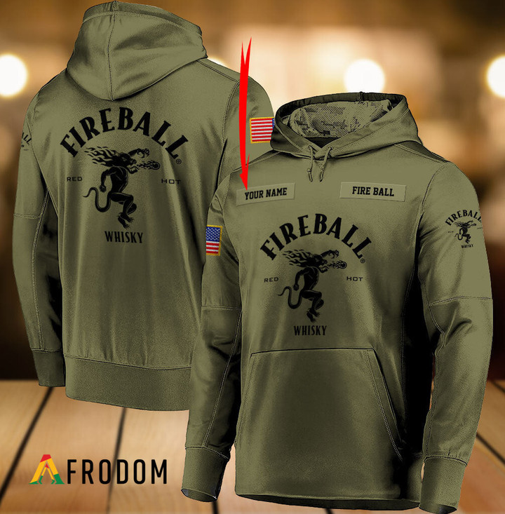 Personalized Military Green Fireball Whisky Hoodie & Zip Hoodie