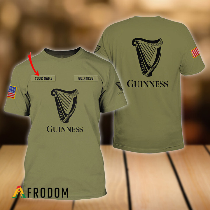 Personalized Military Green Guinness Beer T-shirt