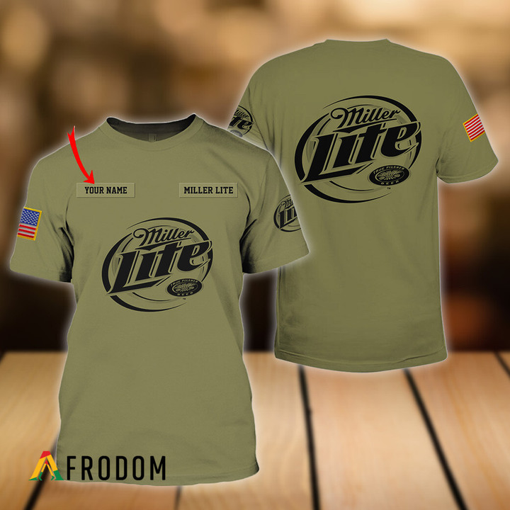 Personalized Military Green Miller Lite T-shirt