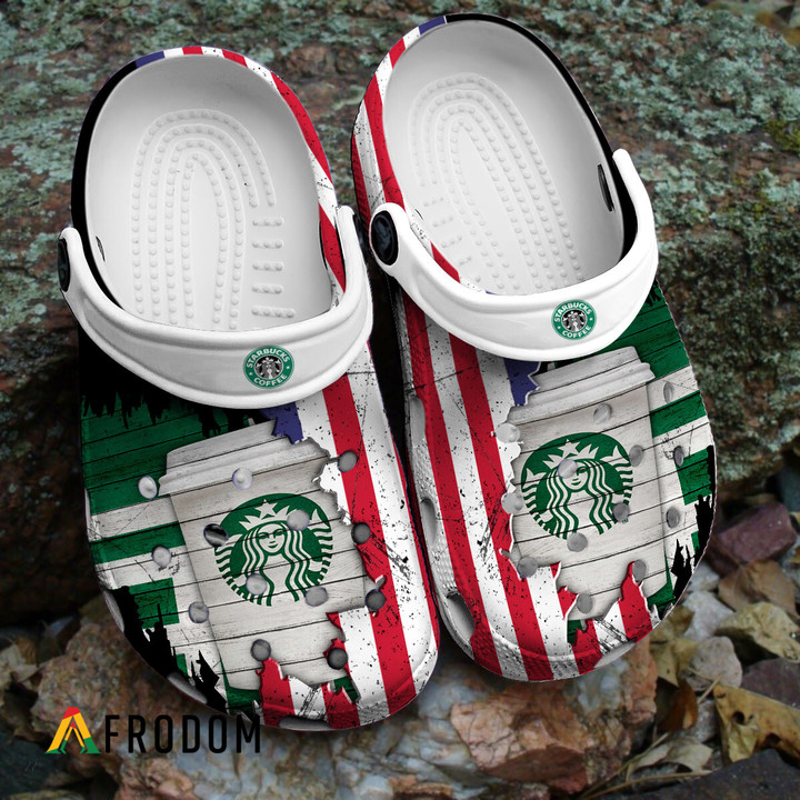 USA Flag Pattern Starbucks Classic Clogs