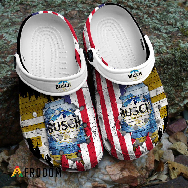 USA Flag Pattern Busch Beer Classic Clogs