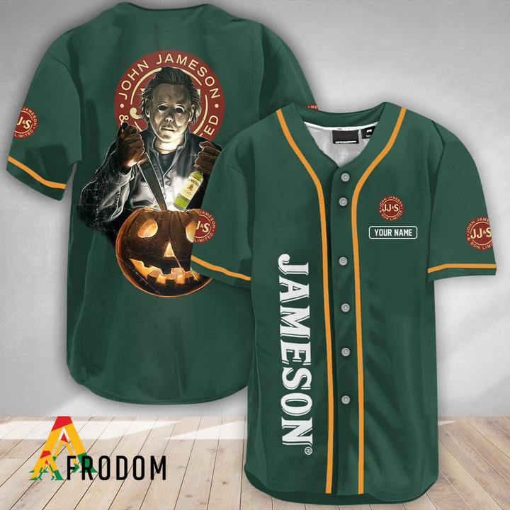 Personalized Scary Michael Myers Pumpkin Jameson Baseball Jersey
