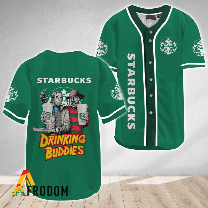 Horror Freddy & Jason Drinking Buddies Starbucks Baseball Jersey