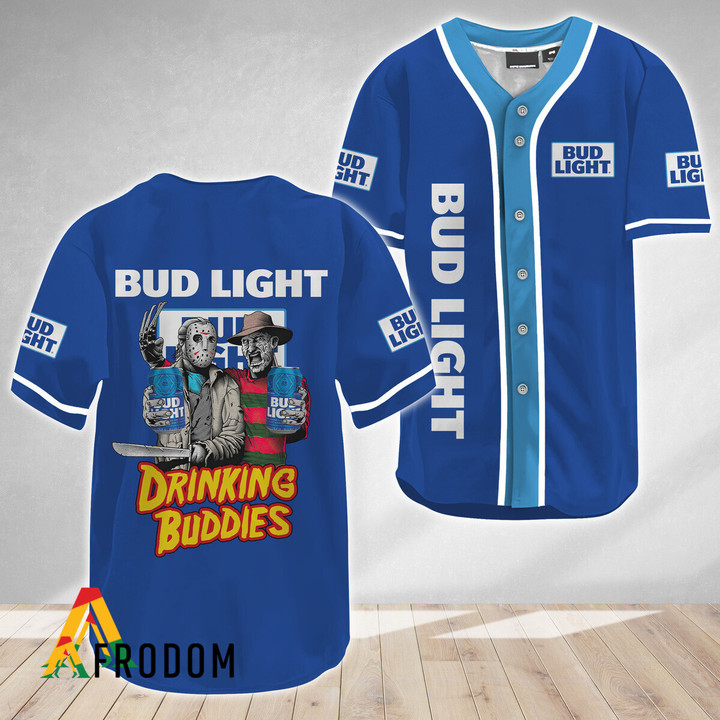 Horror Freddy & Jason Drinking Buddies Bud Light Baseball Jersey