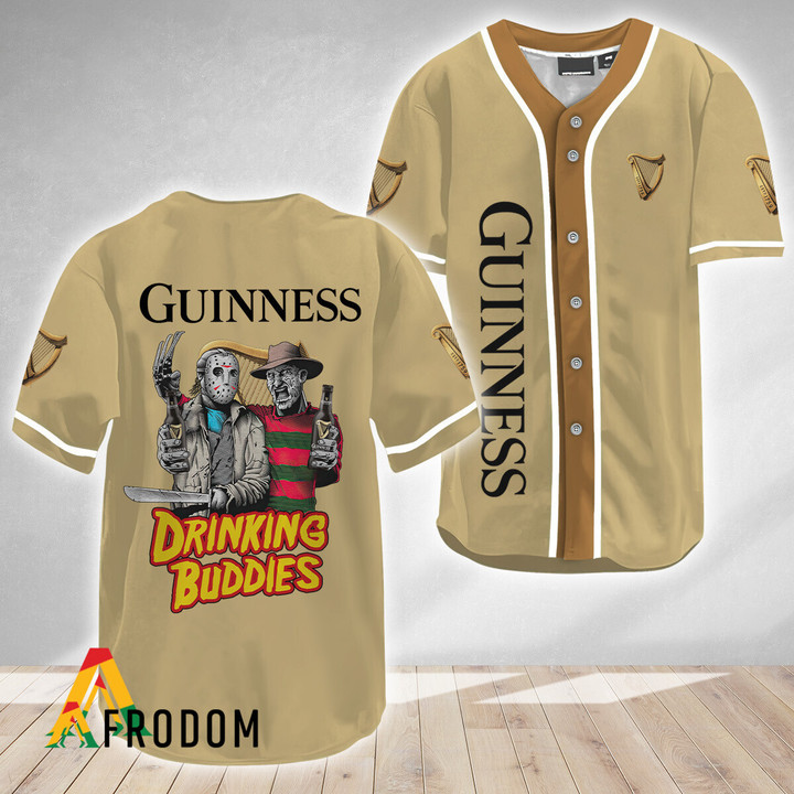 Horror Freddy & Jason Drinking Buddies Guinness Beer Baseball Jersey 
