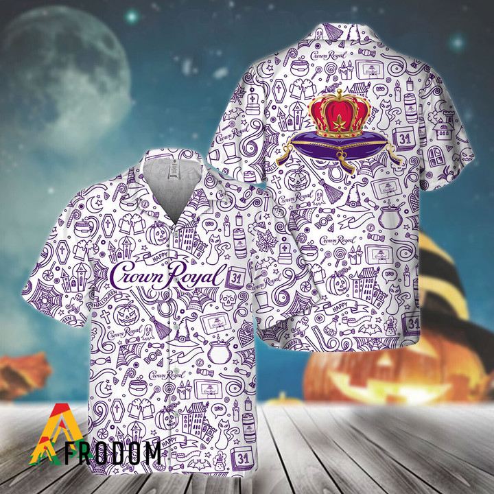 Happy Halloween Doodle Art Crown Royal Hawaiian Shirt