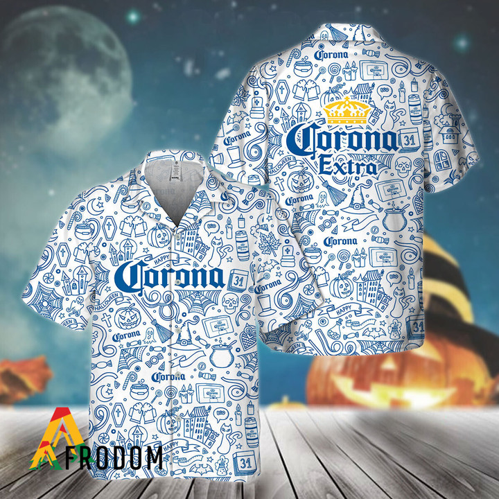 Happy Halloween Doodle Art Corona Extra Hawaiian Shirt