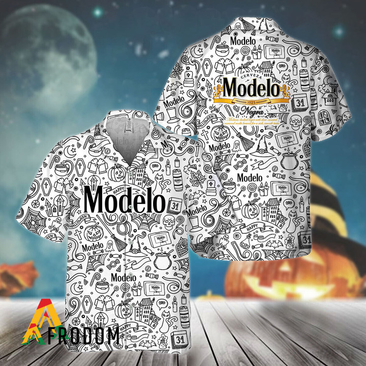 Happy Halloween Doodle Art Modelo Negra Hawaiian Shirt