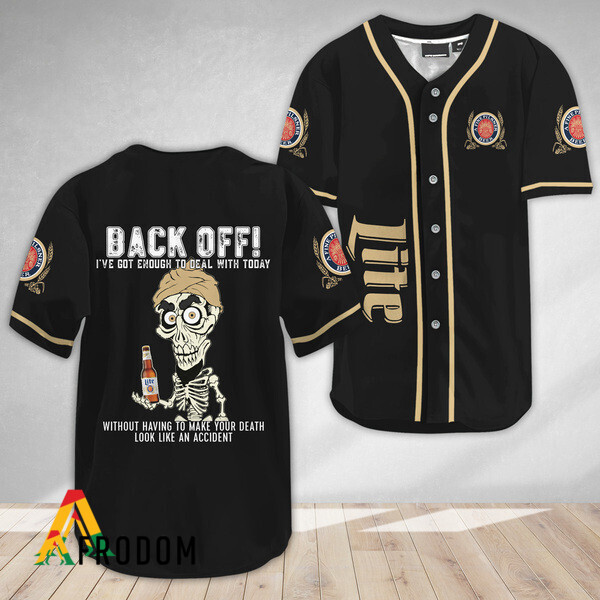 Achmed Back Off With Miller Lite Baseball Jersey