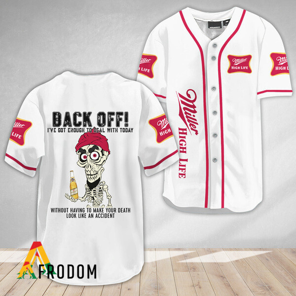 Achmed Back Off With Miller High Life Baseball Jersey
