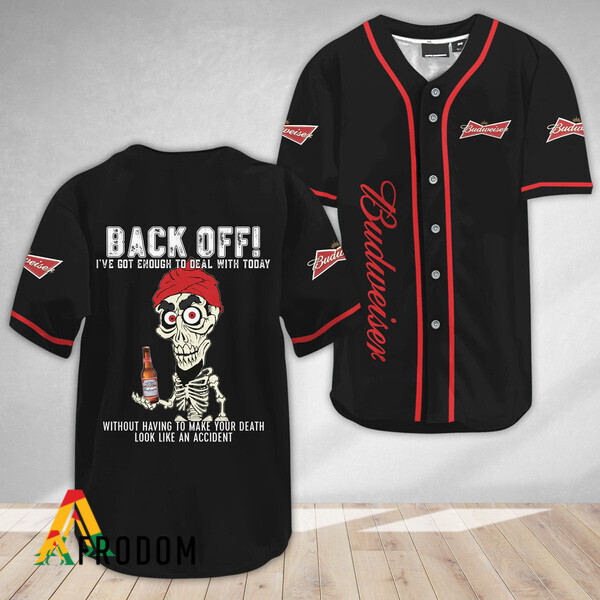 Achmed Back Off With Budweiser Beer Baseball Jersey